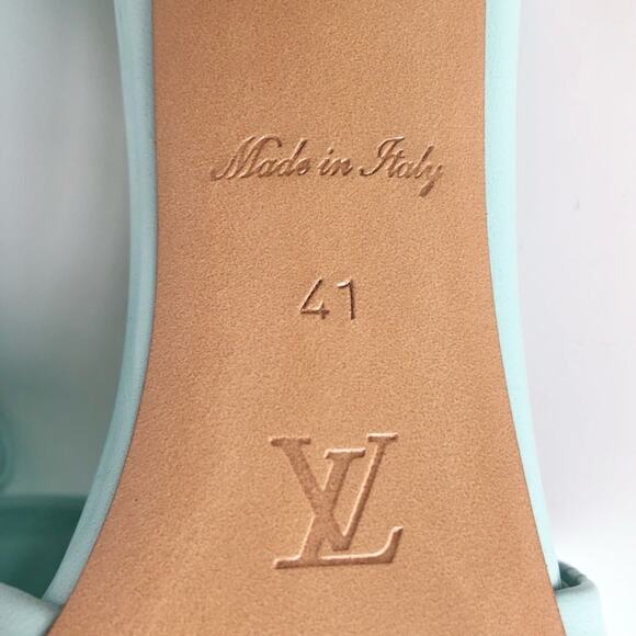 NIB Louis Vuitton Revival Monogram Emboss Leather Heeled Mules Sandals 41 - Picture 9 of 12
